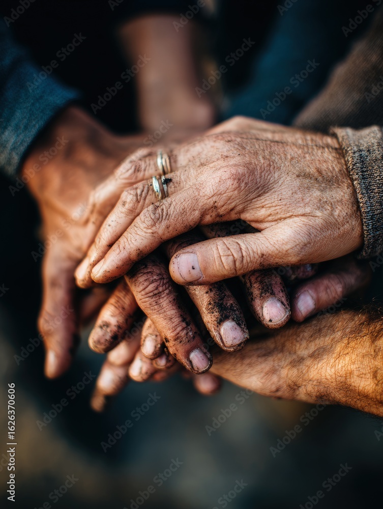 Fototapeta premium Closeup Of Hands Together Showing Unity And Support