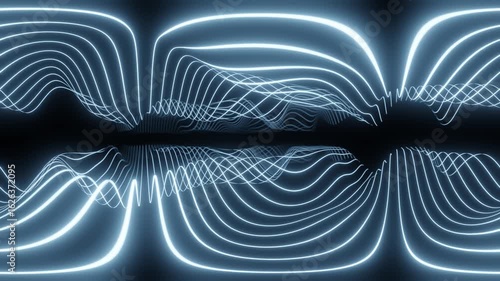 Glowing Blue Wave Patterns in Abstract Design 360 vr looping animation