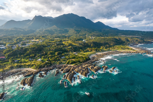 Aerial view of the eastern part of Yakushima Island, Kagoshima Prefecture, Japan, a World Heritage Site