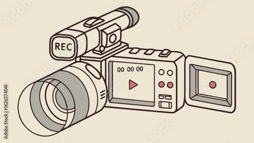 Vintage camcorder video camera recorder film retro movie equipment recording device for home movies and memories