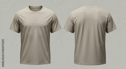Plain Beige Front and Back T-Shirt Mockup for Design Customization and Apparel Showcases