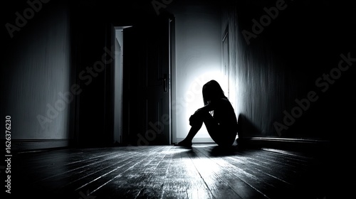 Wallpaper Mural Silhouette of a person sitting alone in a dark room. Torontodigital.ca