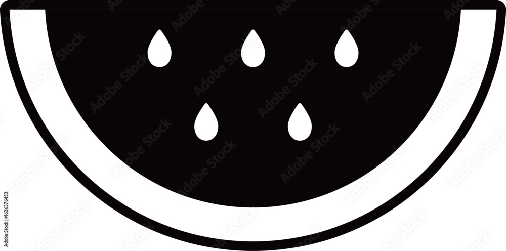 Fototapeta premium カットされたスイカのアイコン モノトーン