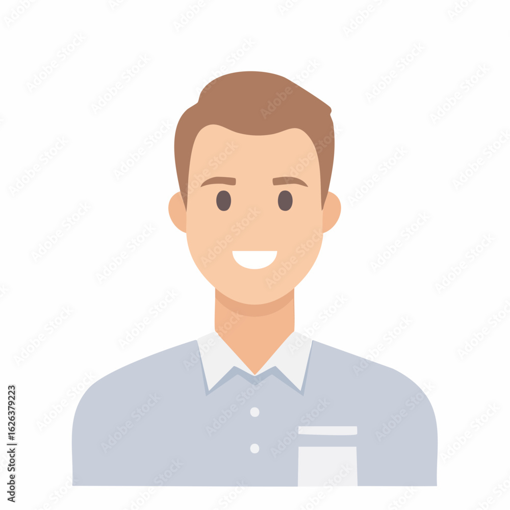 Smiling man flat design vector illustration happy male character portrait professional user avatar icon Smiling man flat design vector illustration happy male character portrait professional user avatar icon