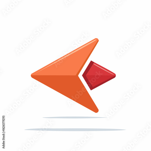Wallpaper Mural Modern 3D arrow pointer icon pointing left with glossy orange and red finish Torontodigital.ca