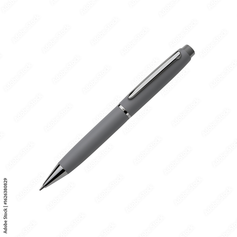Elegant gray pen with metallic accents floating against a transparent void for creative projects Elegant gray pen with metallic accents floating against a transparent void for creative projects
