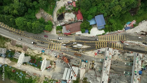 Wallpaper Mural Aerial View of ECRL Train Urban Road Construction with Traffic and Greenery Surrounding, Nature Incorporated into Infrastructure Planning Torontodigital.ca