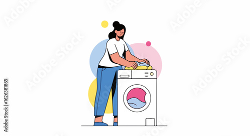 Woman watering plants at home in a relaxing and sustainable manner. Woman caring for plants is seen watering plants indoors with watering can.
