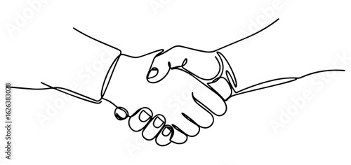 Handshake Illustration – Business Agreement Line Art Drawing