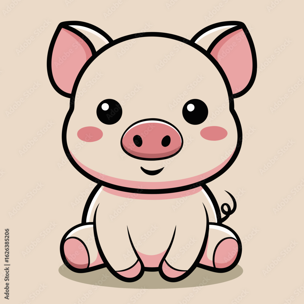 Fototapeta premium Cute Cartoon Piglet – Adorable Baby Pig Vector Illustration