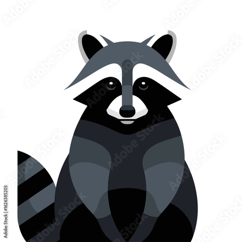 Friendly raccoon illustration with cute animal artwork, a charming design element. Peaceful raccoon illustration shows adorable animal, adding nature to designs.