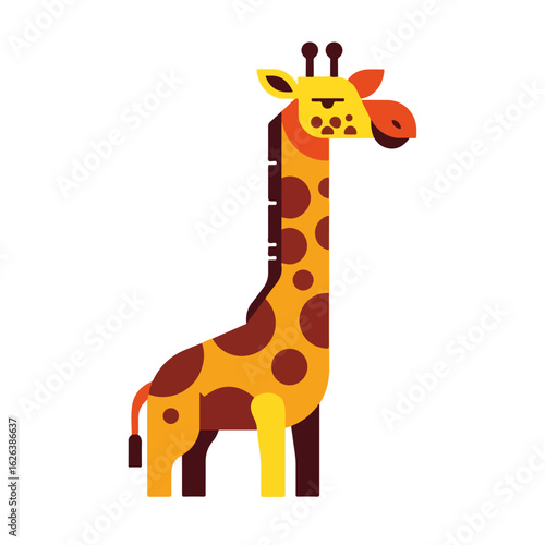 Cute giraffe illustration, standing giraffe, adorable giraffe design perfect for kids books, greeting cards, or children's apparel.