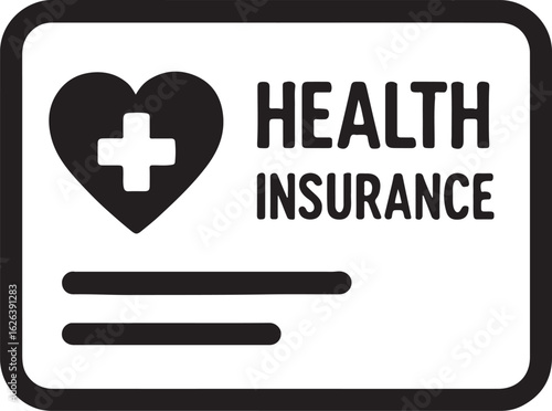 Silhouette vector of a health insurance card. Ideal for healthcare, insurance, and medical identification designs.