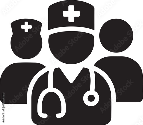 Silhouette vector of a medical staff team icon. Perfect for healthcare, hospital, and teamwork-related design projects.
