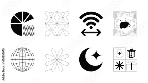 Diverse Minimalist Icon Set for Modern Graphic Design and Creative Projects Perfect for Logos and Web Design Elements
