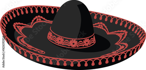 Black Sombrero Hat Mexican Fiesta Illustration