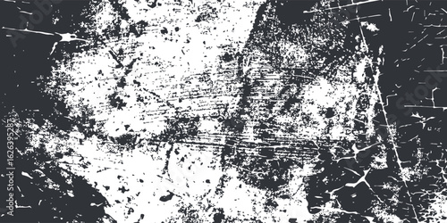 Black and white grunge. Distress overlay texture. Abstract surface dust and rough dirty wall background concept. Worn, torn, weathered effect. Vector illustration,