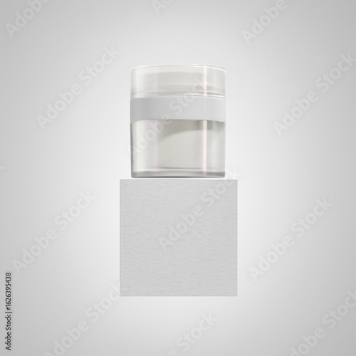 Airless cream jar mockup, luxury airless skincare packaging mockup, translucent acrylic cosmetic jar packaging, cylindrical cream container, Double Walled refillable Cream container mockup