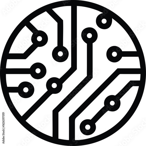 abstract circular circuit board silhouette