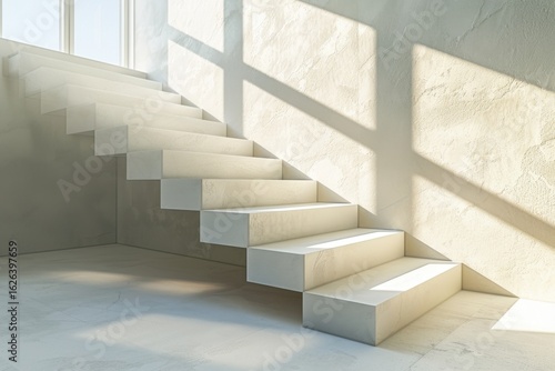 Modern staircase with natural light and minimalistic design elements