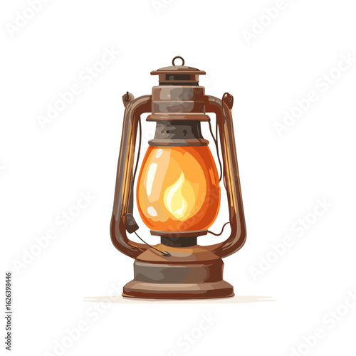 Rustic lantern glowing softly on a wooden surface in a cozy interior setting during the evening hours