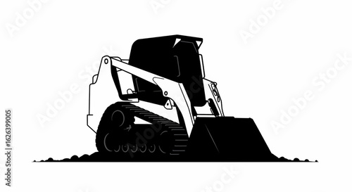 Skid Loader Side View Line Art Vector