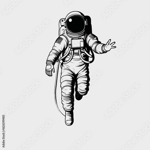 Astronaut in Space Suit in Monochromatic Style