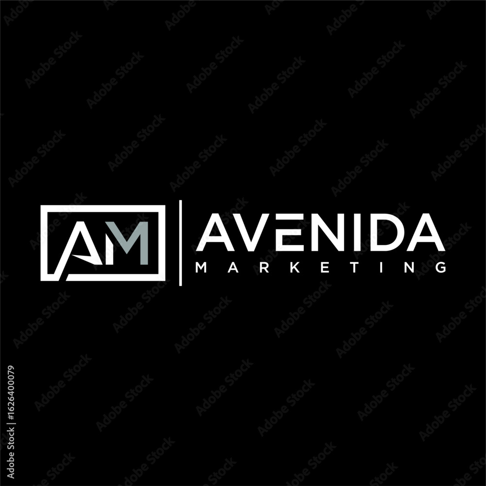 Fototapeta premium Modern Avenida Marketing Logo on Black Background