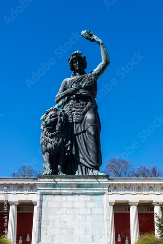  Ruhmeshalle with the statue of Bavaria, Munich, Germany