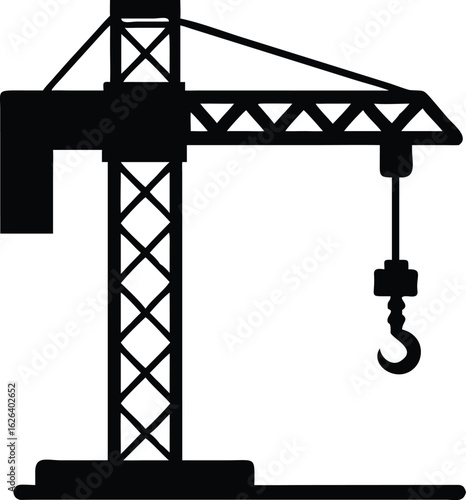 construction and industrial crane with hook  Silhouette