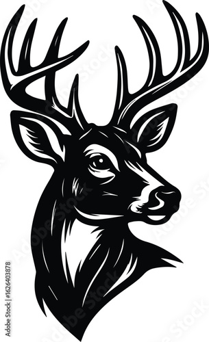 White Tailed Deer Buck Head Mount Design - deer head silhouette