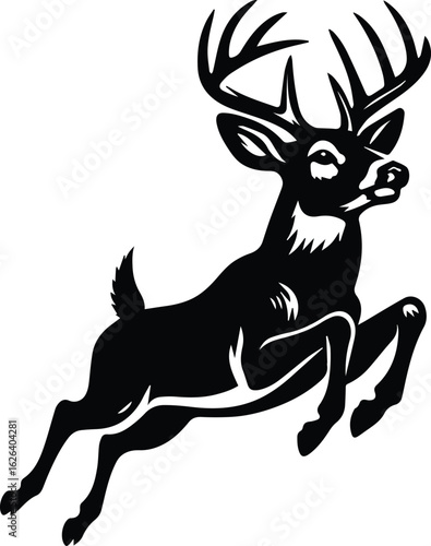 White Tailed Deer Jumping Design-  - deer silhouette vector