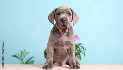 Adorable Presa Canario Puppies with Expressive Blue Eyes, Generated image