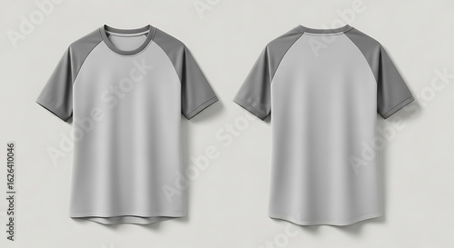 Stylish Two-Tone Raglan T-Shirt Mockup: Front and Back View for Apparel Design, Customizable Raglan Shirt Template: Design Your Own Fashionable Casual Wear