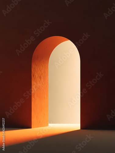 Radiant archway inviting warmth and light in a minimalist space Generative AI