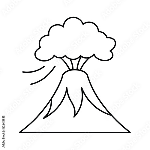 volcano erupting line art