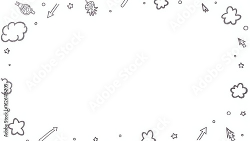 A simple graphic border design with playful elements.