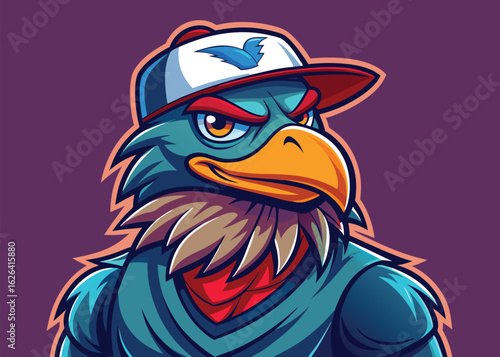 Urban Eagle Character in Snapback Cap Bold Vector Illustration for Streetwear and Mascot Design 