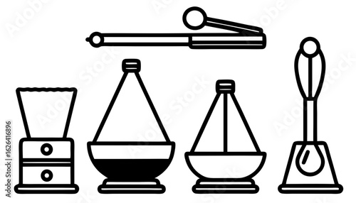 Cooking weights and measures set. Typical measuring system for liquid culinary ingredients. Measurements for different recipes. Flat vector illustration isolated on white background
