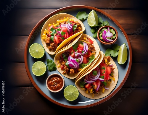 Wallpaper Mural a colorful and carefully crafted dish of tacos and tostadas topped with an array of delicate vegetables and garnishes captures the artistry of mexican cuisine in one delicious plate Torontodigital.ca