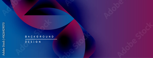 Abstract fluid shapes, vibrant blue, purple gradients. Modern background design with text overlay. Smooth curves create dynamic composition.