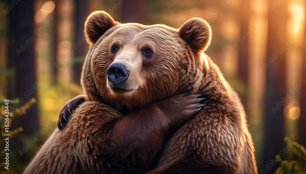 Obraz premium close up of bear hugging in enchanted woods
