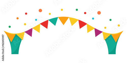 Colorful abstract background with rainbow bunting flags and celebration garlands forming a festive vector pattern for a party banner design