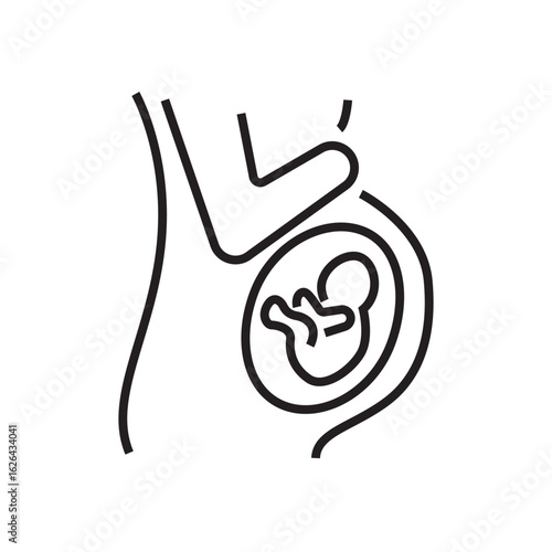 Single icon representing pregnancy and maternal care, outlined for clarity. Editable stroke vector illustration.