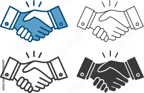 Four handshake icons representing business deals and agreements