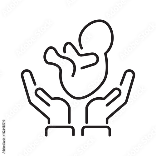 Single icon representing pediatric care and medical treatment for children, in outline style. Editable stroke vector illustration