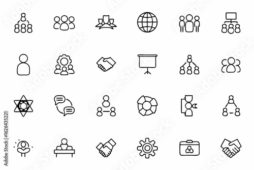 A dynamic set focused on cooperation, team projects, and effective communication. Perfect for project management tools, team-building workshops, and company culture branding