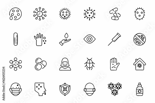 A focused icon bundle covering contagious illnesses and preventive measures. Great for public health campaigns, vaccination drives, and clinic materials