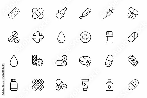 A versatile collection depicting illness treatment, medication, and recovery. Perfect for pharmacy apps, prescription guides, and healthcare instruction materials