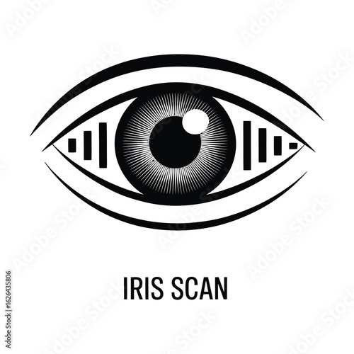 Iris Scan Eye Icon with Sound Waves security identification